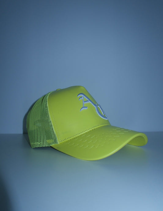 Yellow Leather AC TRUCKER HAT